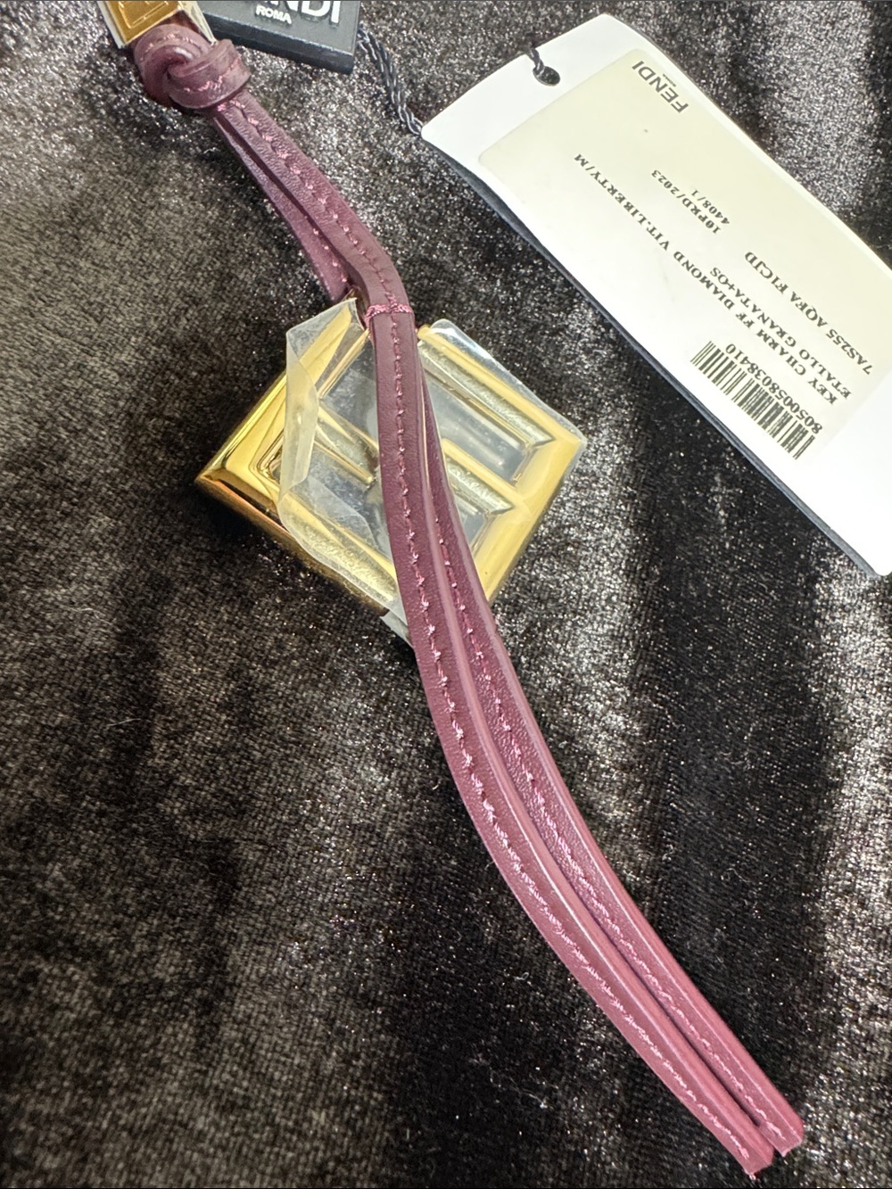 Fendi Plum Leather Keychain Charm with Gold Hardware - Picture 4 of 7